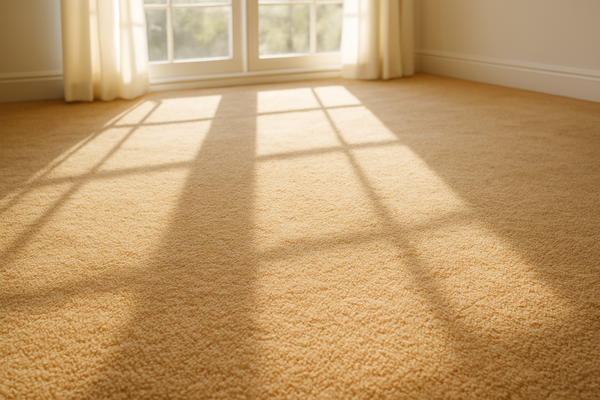 lightbrown carpet in sunlight lit room